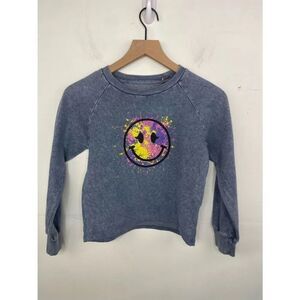 Madden Girl Blue Tie-Dye Smiley Graphic Sweatshirt Girls size 10 Large
